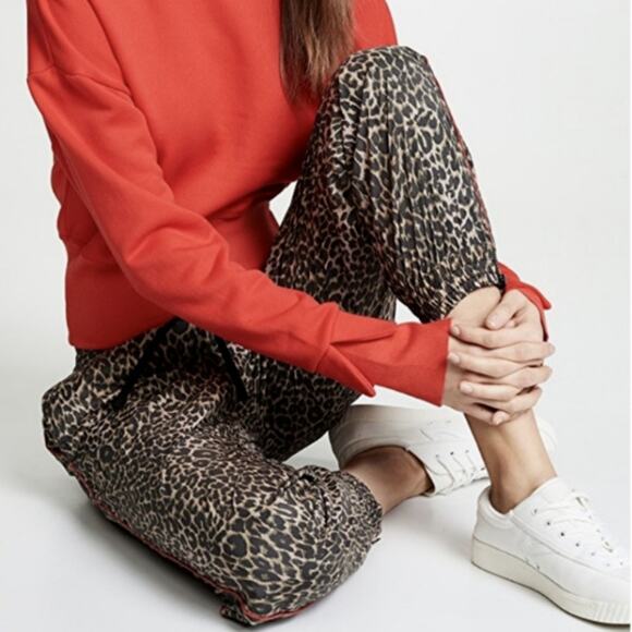 Pam & Gela Cheetah Print Nylon Track Pants Size Small Joggers Athleisure Lounge - Picture 1 of 10